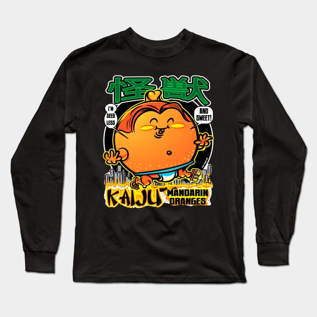 Kaiju Mandarin Orange Cartoon Long Sleeve T-Shirt by eShirtLabs